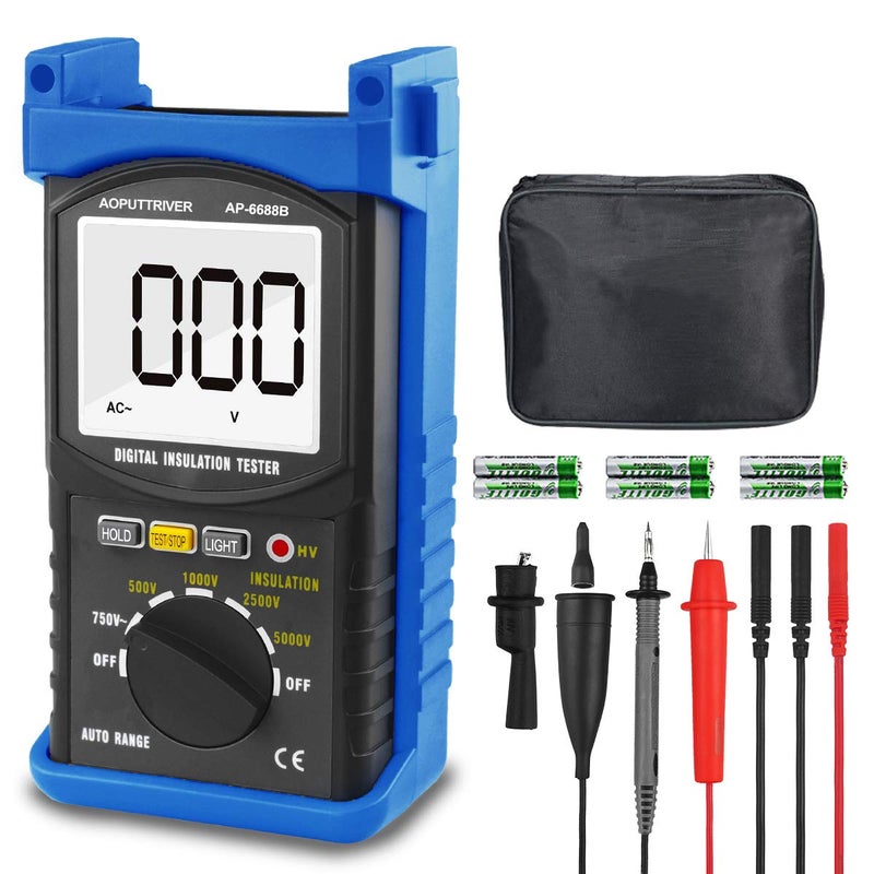 AOPUTTRIVER Insulation Tester Megohmmeter 200G Ohm Megger Multimeter Measures 500/1000/2500/5000V Voltage, Compressor Tester HVAC,Motor Cables Switches and Home Improvement Use - Image 1